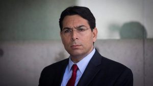 Israeli Ambassador to the United Nations Danny Danon during a visit of U.N. Secretary General António Guterres at the Yad Vashem Holocaust Memorial in Jerusalem on Aug. 28, 2017. Credit: Yonatan Sindel/Flash90.