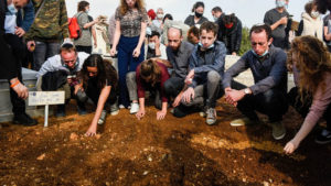 Family and friends attend the Dec. 22 funeral of Tal Menashe resident Esther Horgen, who was killed in a terrorist attack on Dec. 21, 2020. Photo by Meir Vaknin/Flash90.