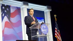 Florida Gov. Ron DeSantis at the Republican Jewish Coalition's conference in Las Vegas. Nov. 6, 2021. Source: RJC/Twitter. 