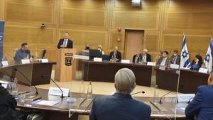 Christian community leaders from Israel and around the world attending a session on the Israeli Knesset as part of the Israel Allies Caucus. Credit: Josh Hasten.