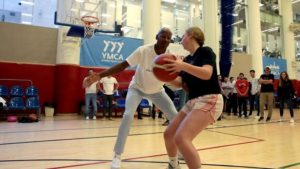 NBA Hall of Famer, two-time world champion and team USA Olympic gold medalist Ray Allen conducts a training session for kids at the YMCA in Jerusalem, on May 15, 2022. Credit: Gali Tibbon/America’s Voices in Israel.