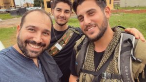 From left: David Benaym, Noam Leibman and Rudy Rochman in Nigeria. Credit: “We Were Never Lost.”